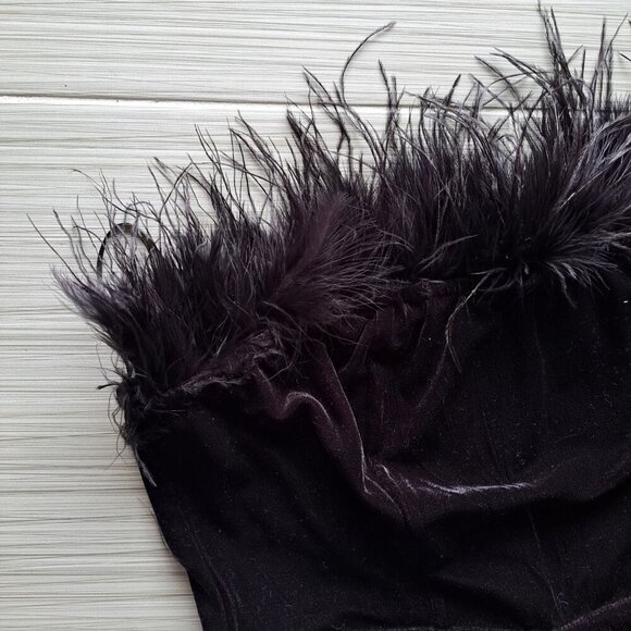 Flying Tomato Velvet Wide Leg Sleeveless Romper Feathers Black Size Large Fairy - Picture 2 of 9